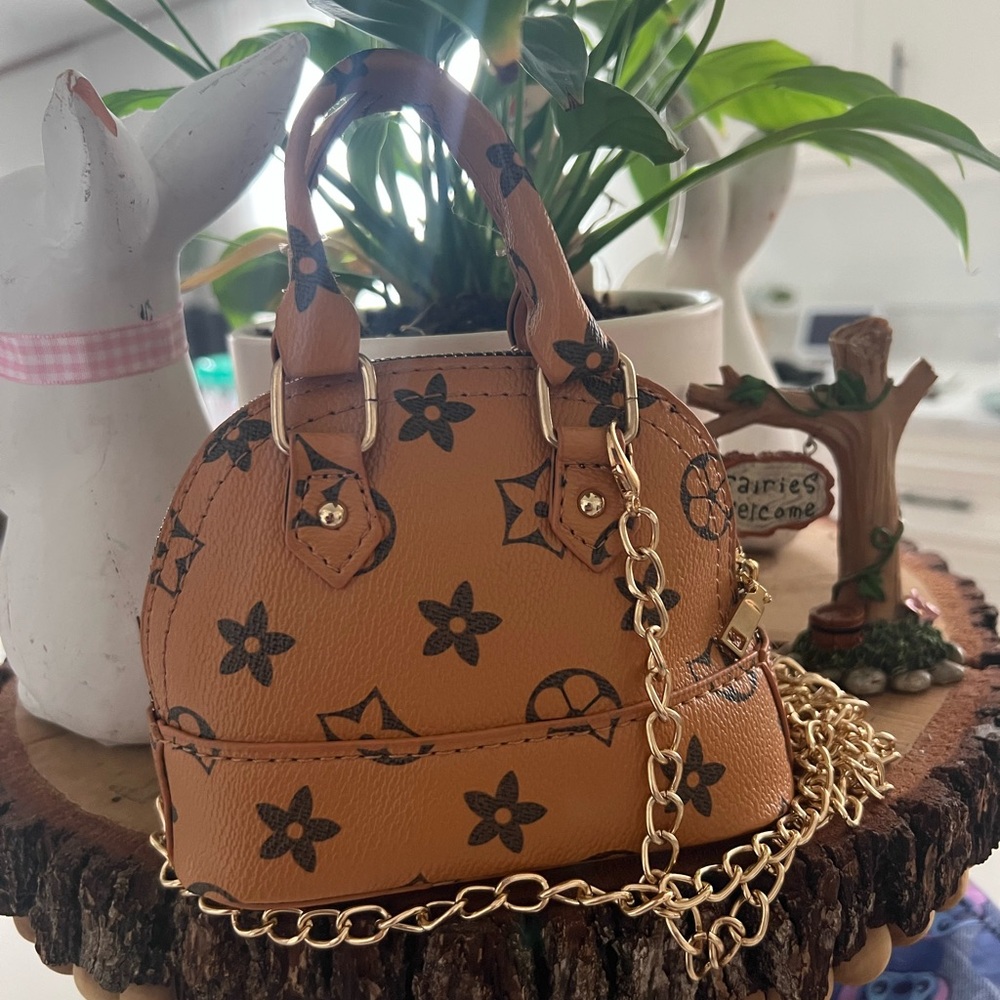 Mini Brown Designer Handbag with Chain Strap